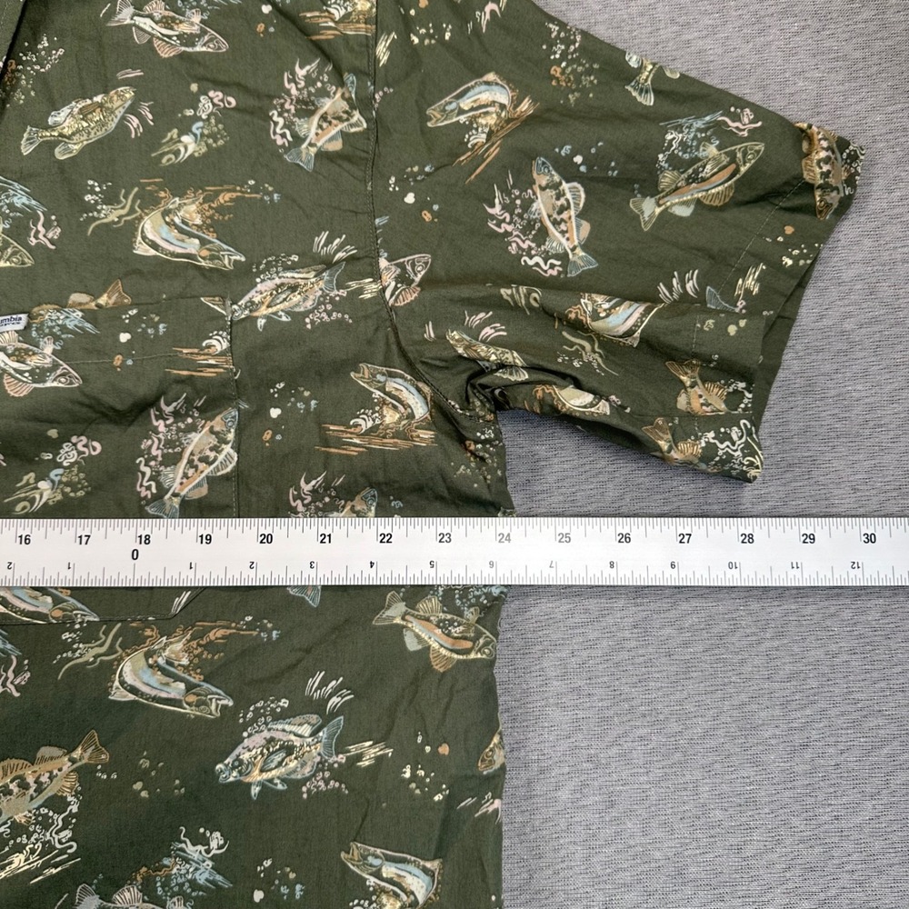 Columbia PFG Shirt Mens Large Olive Green Trollers Best Fish AOP Print NWT - Picture 5 of 11